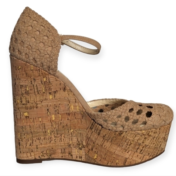 Jessica Simpson Marshela Ankle-Strap Platform Wedge Sandals Beige Size 5.5M/6M - Picture 4 of 12